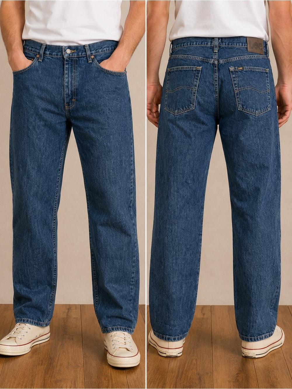 Vintage Lee Relaxed Fit Jeans Made in Mexico Men’s 38x32 Dark Wash Denim